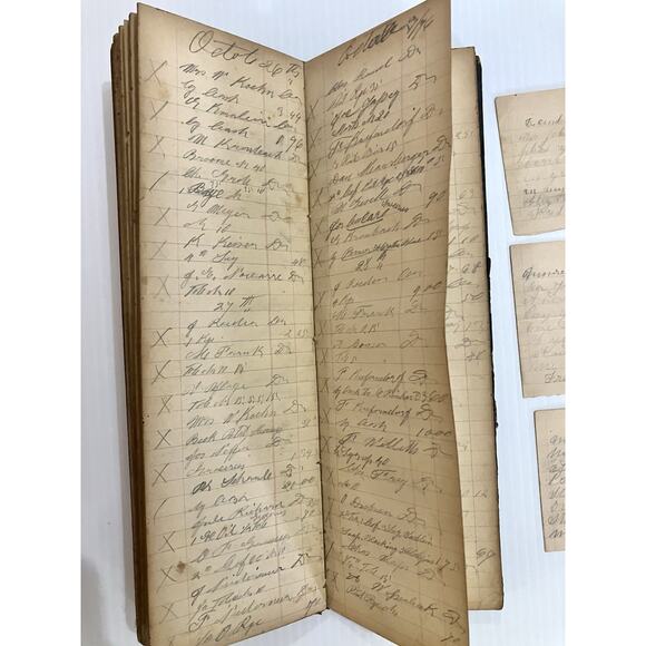 Antique Ledger Book 1874-1879 Gen Store Michigan Pencil Handwriting + Memos - Picture 7 of 10
